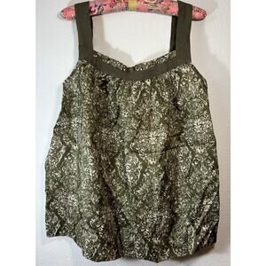 Michael Kors Size L 100% Linen Tank NWT Green Paisley Summer Light Weight Beach